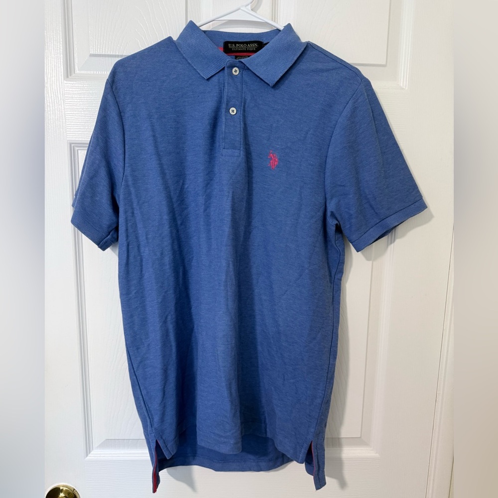 US Polo Assn Ultimate Pique Polo Shirt Men Blue Short Sleeve Pony Logo